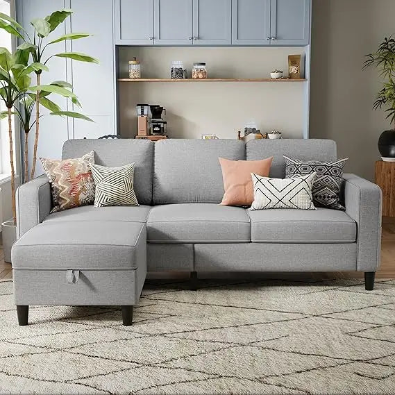 3 Seat L Shaped Sectional Sofa Couches with Storage
