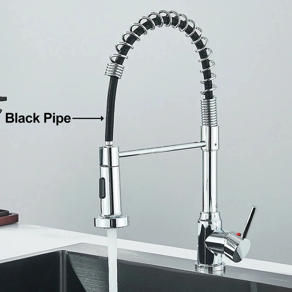 Matte Black Kitchen Sink Faucet One Handle Spring Mounted Kitchen Crane