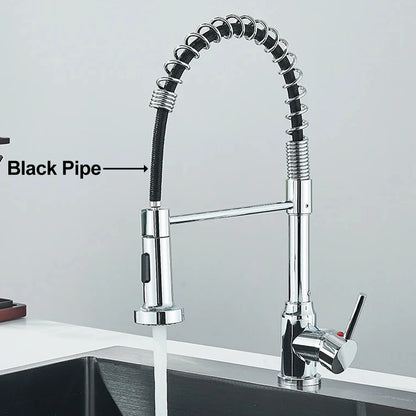 Matte Black Kitchen Sink Faucet One Handle Spring Mounted Kitchen Crane
