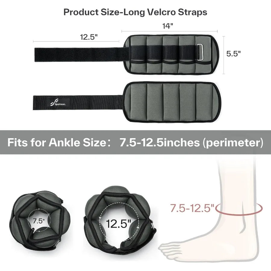 Adjustable Ankle Weights 1 Pair for Women Men