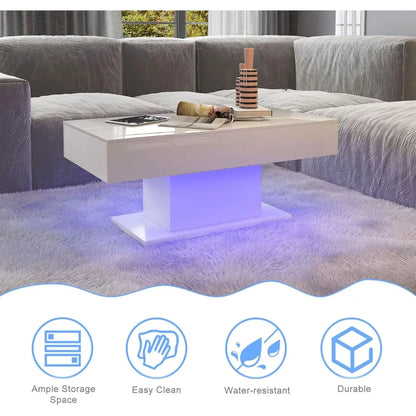 Modern High Glossy Wooden Coffee Tables with 16 Colors LED lights