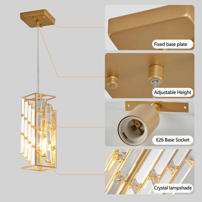3 Pack, Adjustable Hanging Ceiling Lamp with Crystal Prism Design