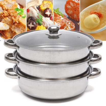 multi-function 3 Tier Large Stainless-Steel Steamer