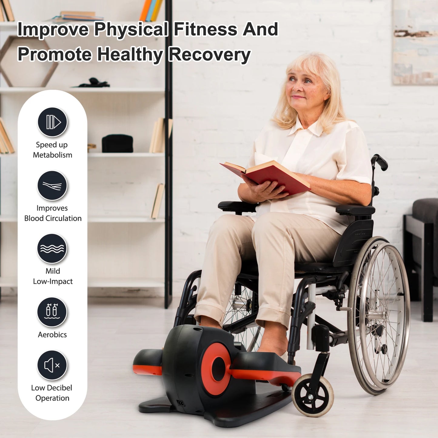 Under-Desk Elliptical Exerciser Pedal with Remote Control