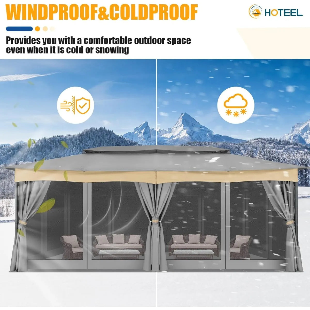 12x20 Outdoor Gazebo with Double Ventilated Roof