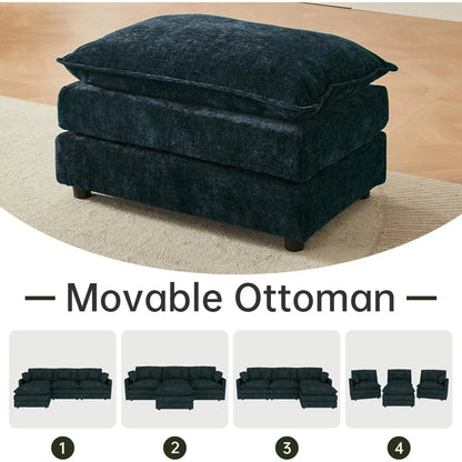112.2" L-Shaped Sectional Sofa with Movable Ottoman