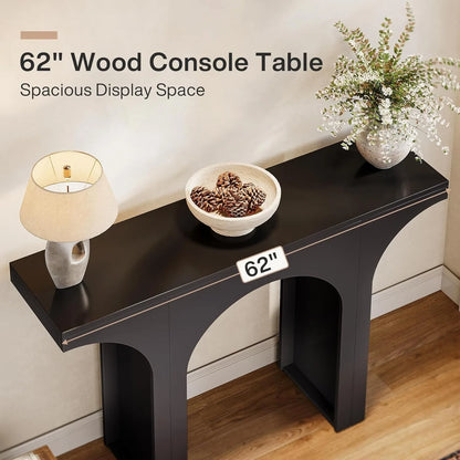 47-Inch Modern Black Console Table for Entryway
