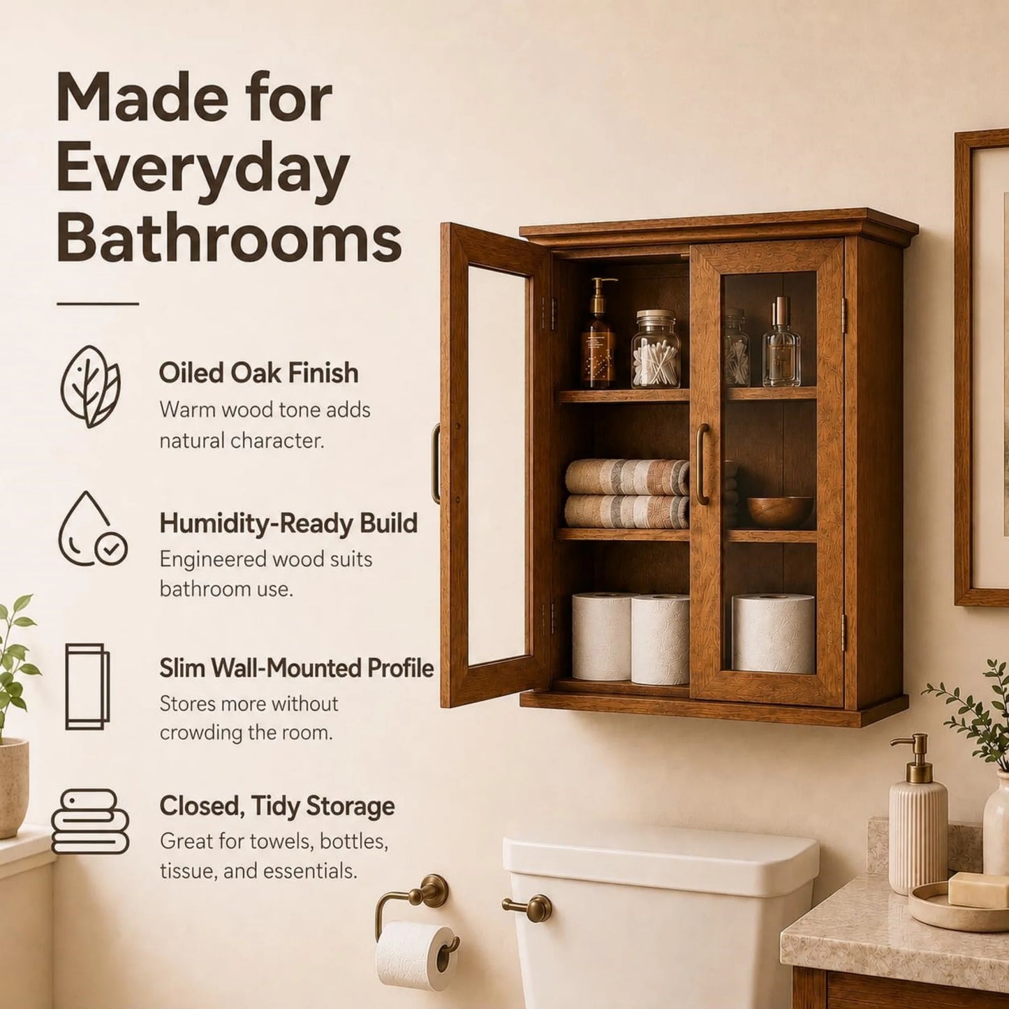 Wooden Over the Toilet Medicine Cabinet