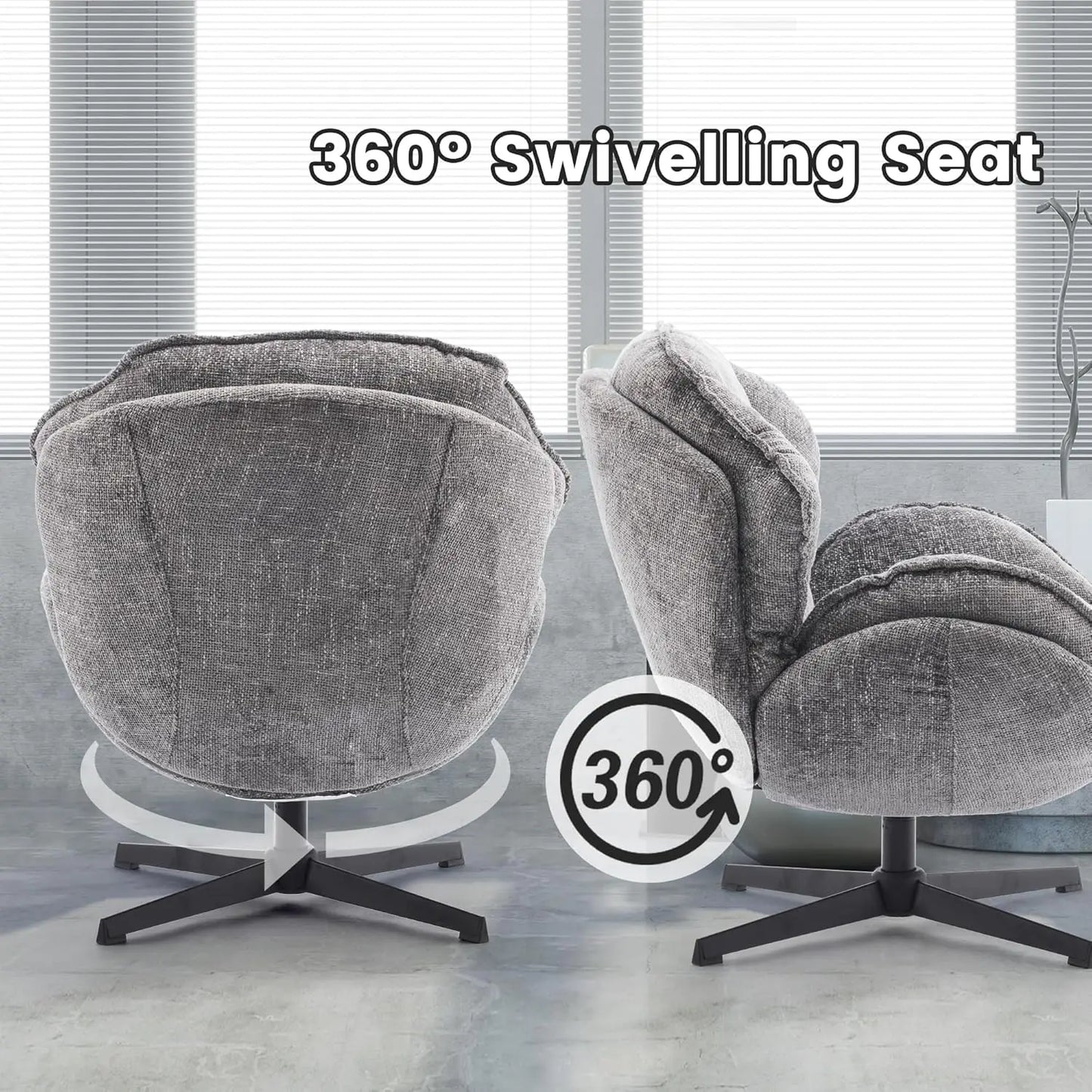 Swivel Accent Upholstered Armchair with Metal Legs