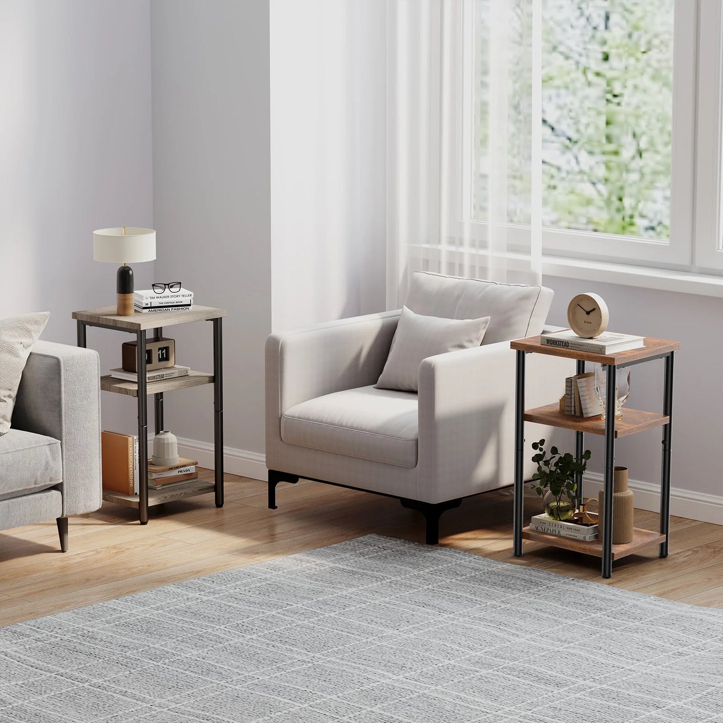 set of 2 End Table Set with Adjustable Feet