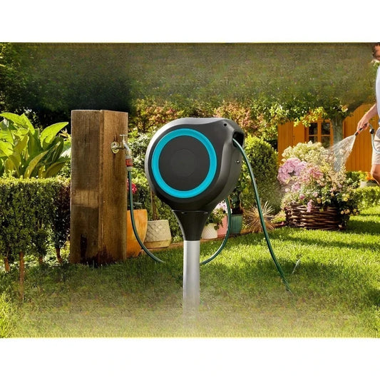 HOT 66' x 1/2" Automatic Retractable Garden Hose Reel on Metal Spike
