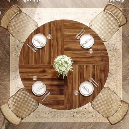 Round Dining Table with Sturdy Metal Base
