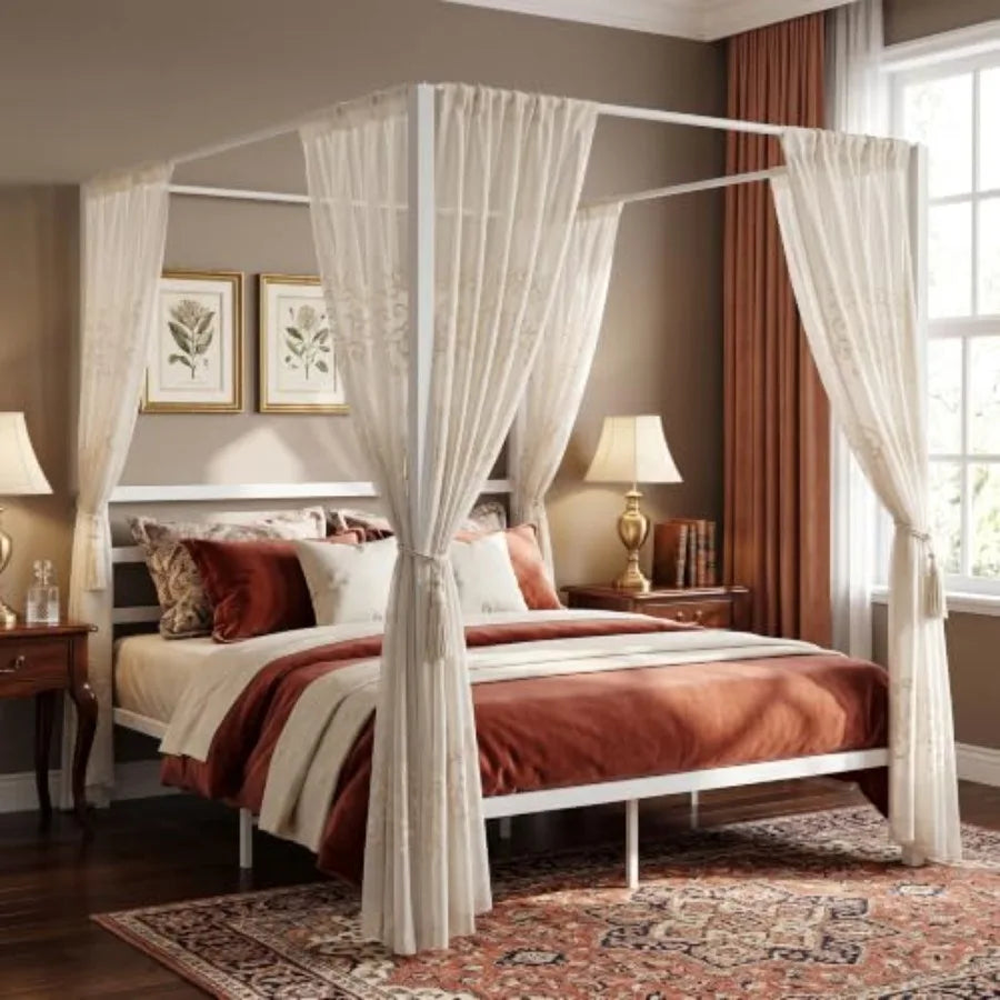 Canopy Bed Frame with Heavy Duty Support Slats