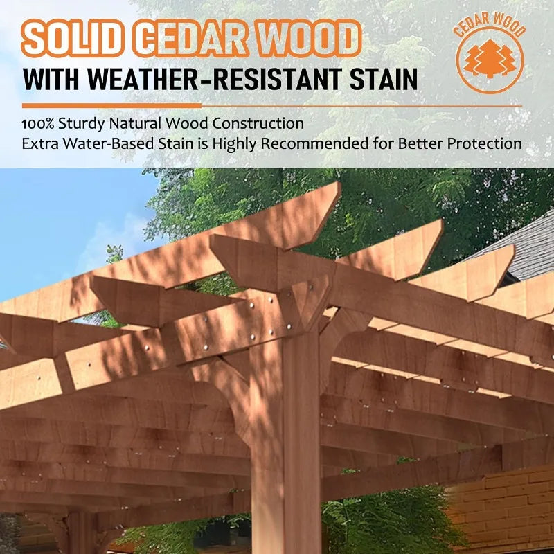 12x16 FT Cedar Pergola with Flat Roof