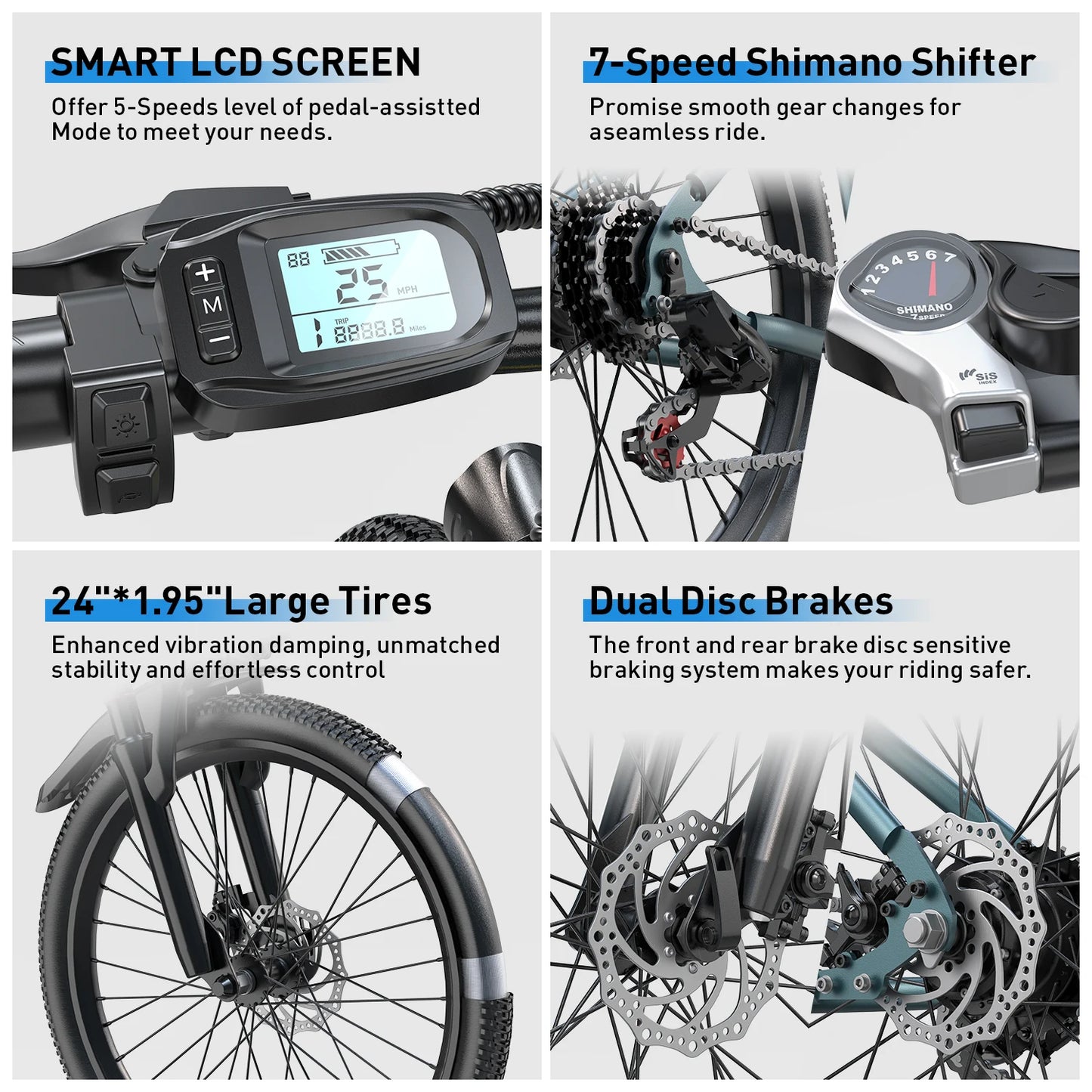 26" 24" 21 Speed Electric Mountain Bike