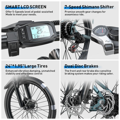 26" 24" 21 Speed Electric Mountain Bike