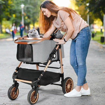 360° Rubber Wheels and Shock Absorption Dog Buggy