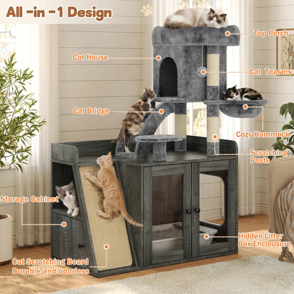 Cat Tree with Hidden Litter Box