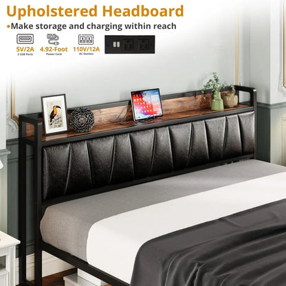 "California king platform bed frame with Headboard