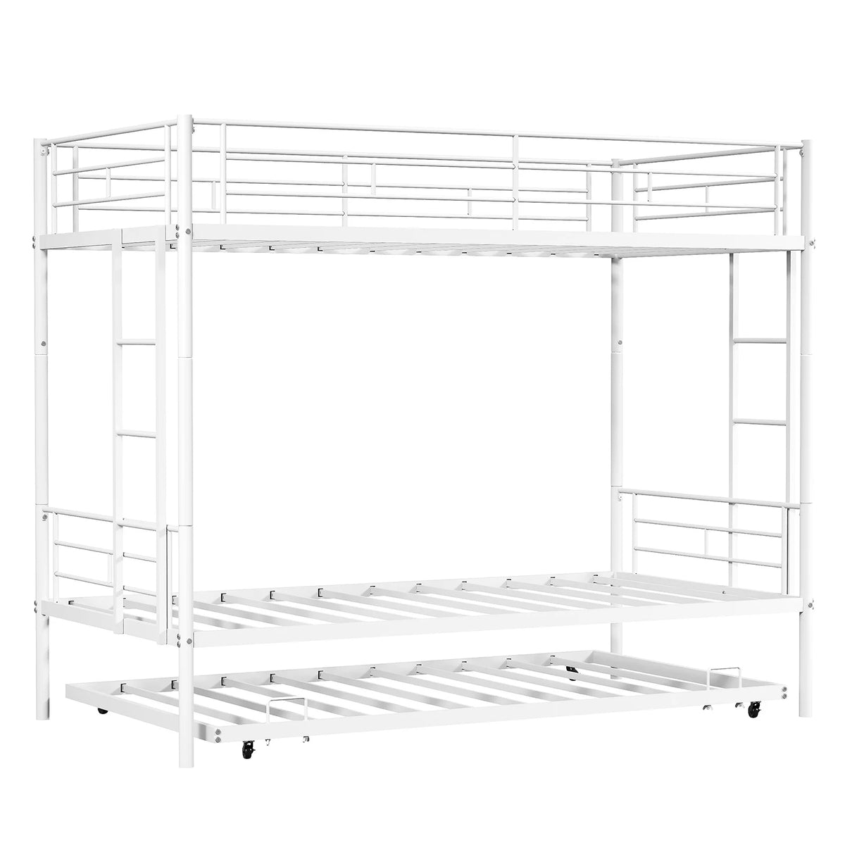 Twin Bunk Bed Frame with Ladder, Safety Rails
