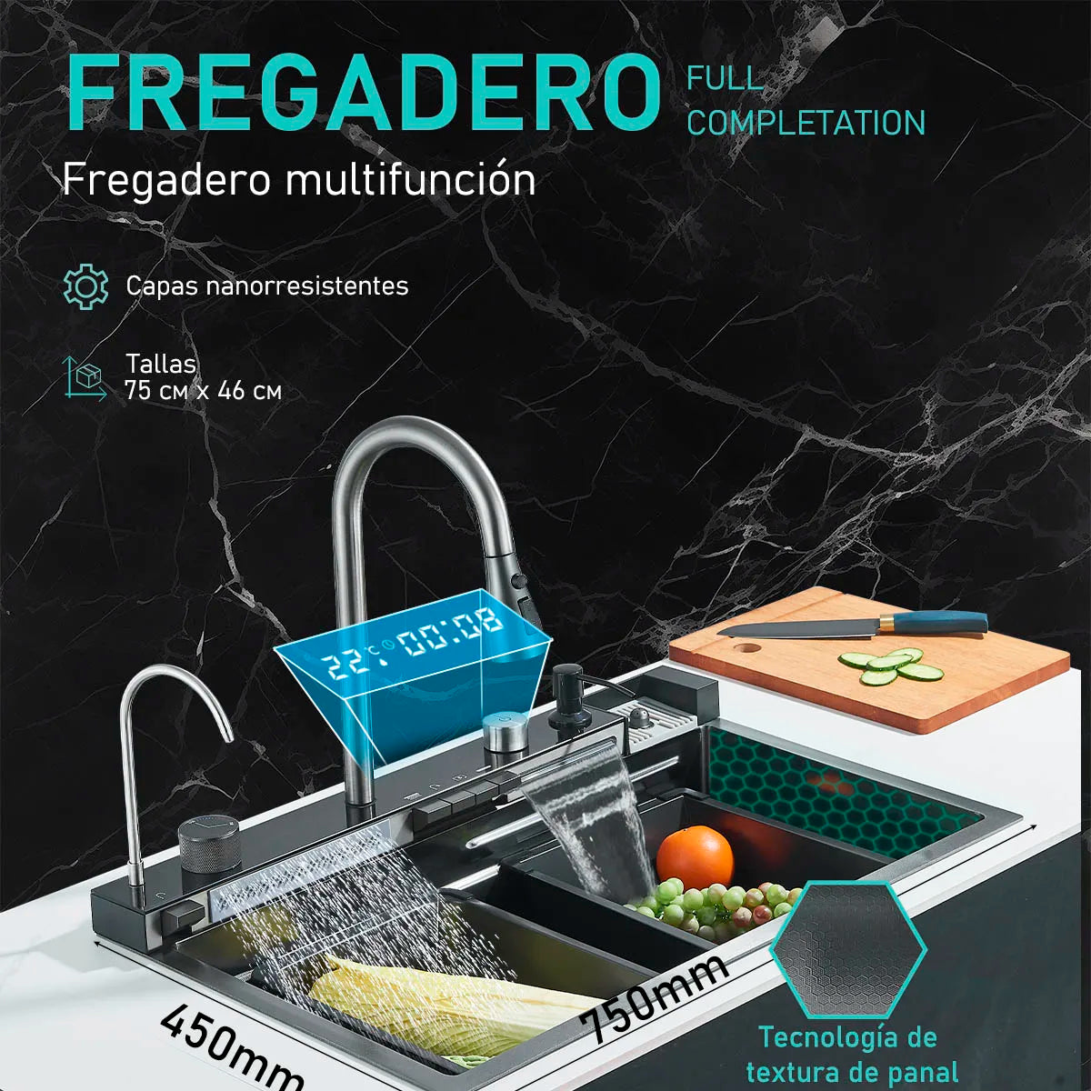 304 Stainless Steel Waterfall Kitchen Sink