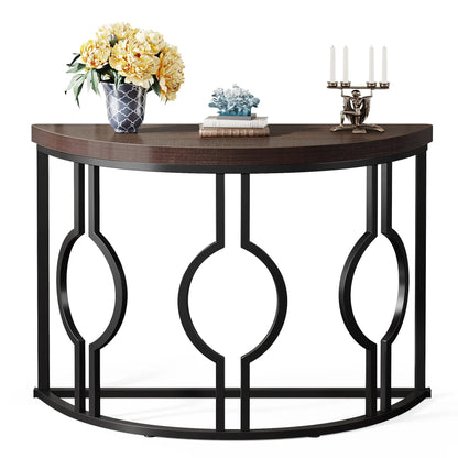 Half Moon Semi Circle Sofa Table with Geometric Base