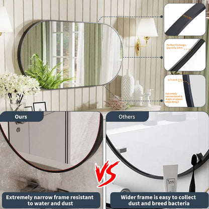 Black Framed Wall Bathroom Accent Vanity Mirror