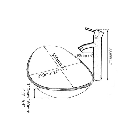 Tempered Glass Washbasin with Waterfall Faucet