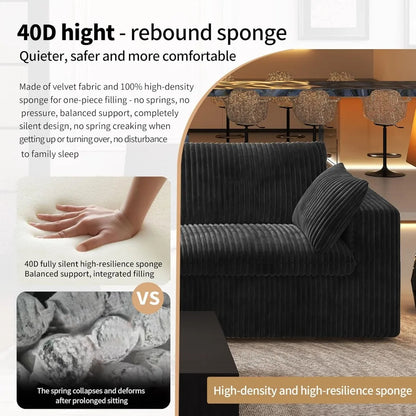 118" 3-Seater Modular Sectional with Plush Corduroy Fabric