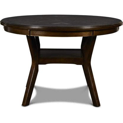 Solid Wood 5-Piece Round Dining Set in Cherry Brown