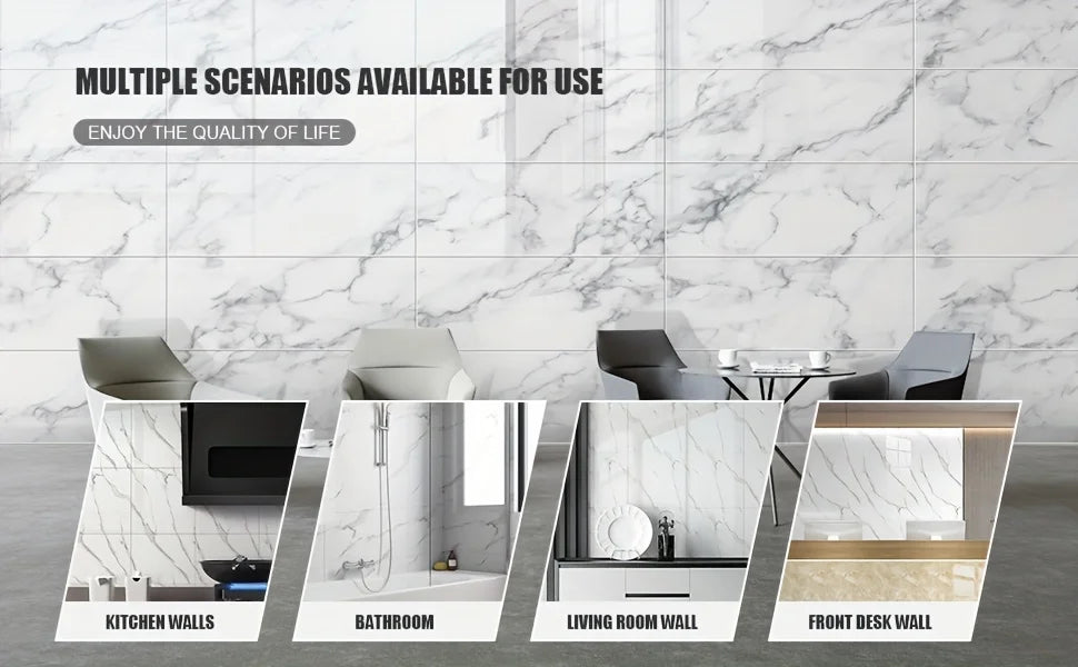 20/40pcs Glossy Marble Pattern Self-Adhesive Wall Panels