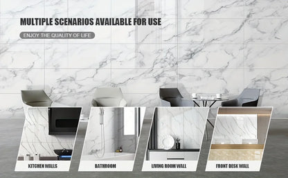 20/40pcs Glossy Marble Pattern Self-Adhesive Wall Panels