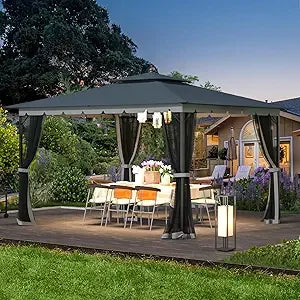 [Upgraded] 10x12 Gazebo with Mosquito Netting
