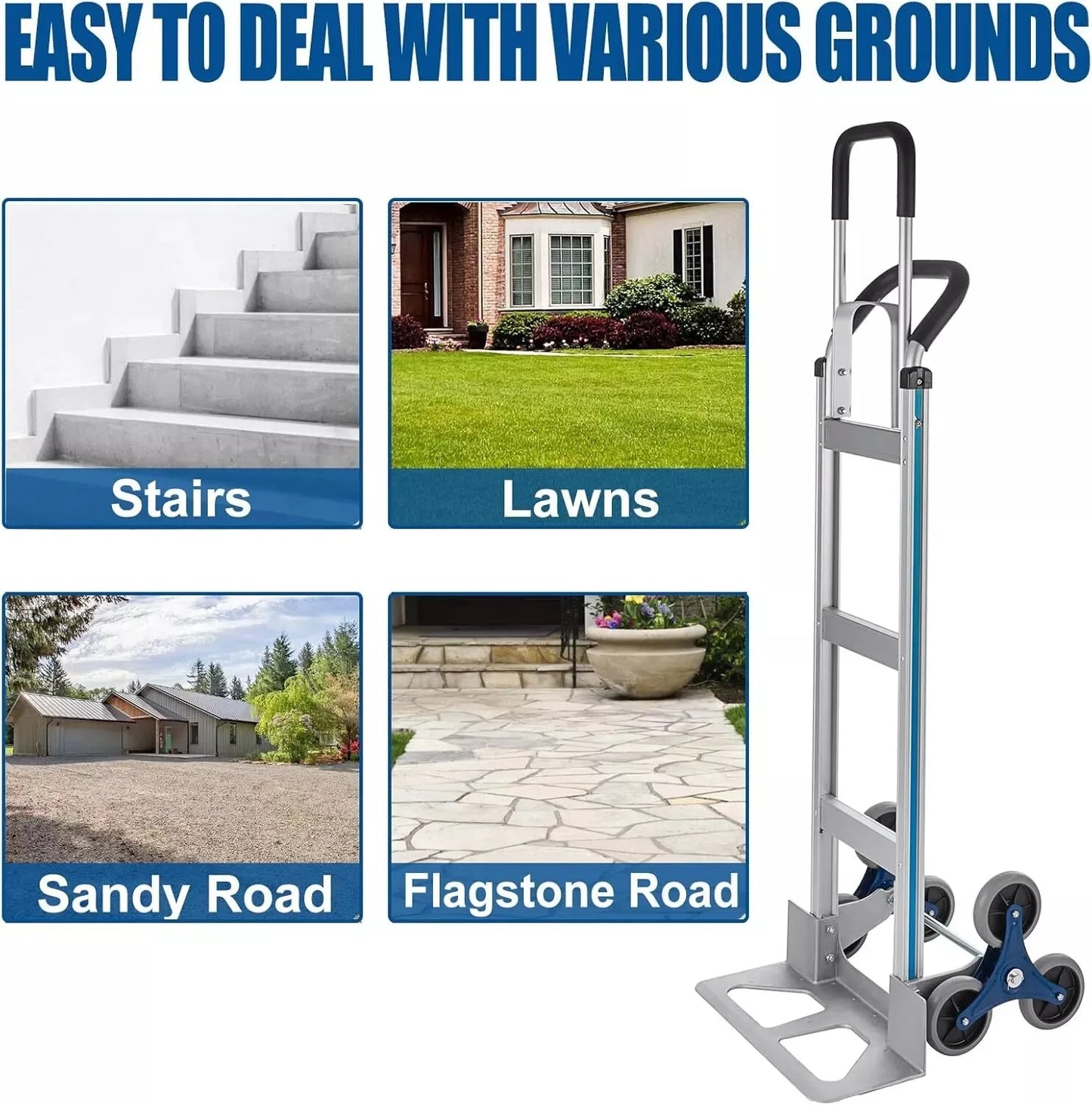 2in1 Heavy-Duty Hand Truck Dolly with Adjustable Handle