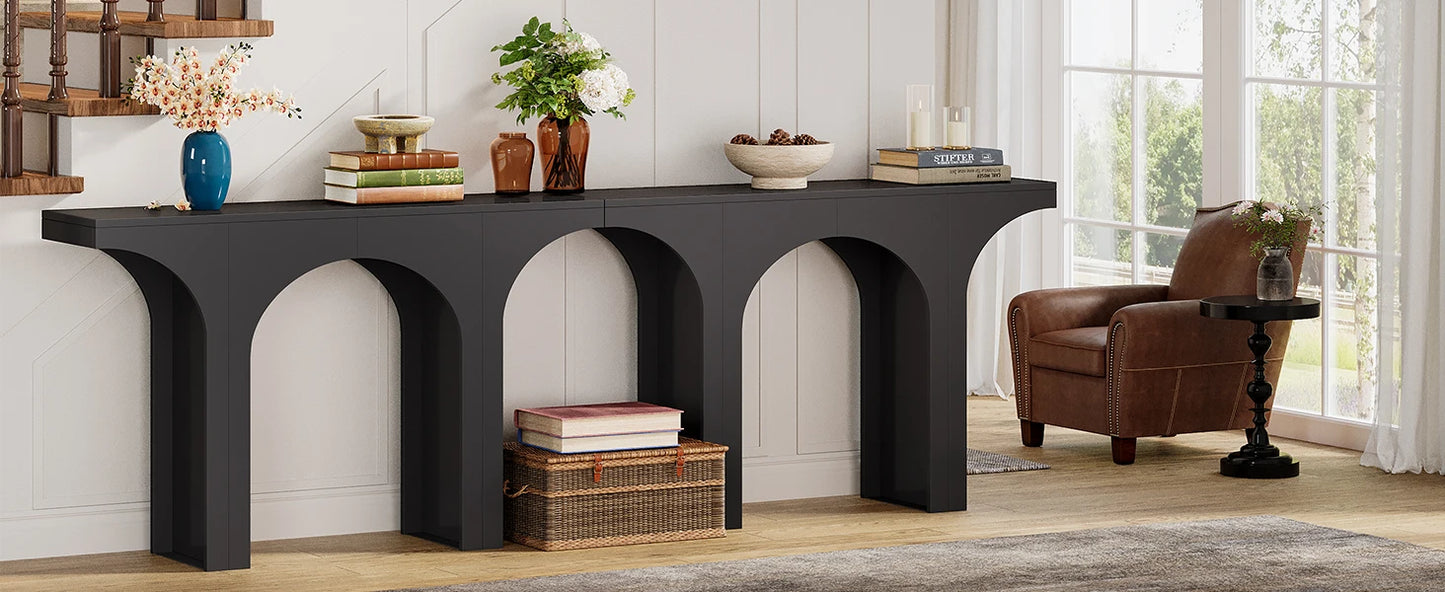 47-Inch Modern Black Console Table for Entryway