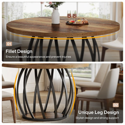 46-Inch Wood Kitchen Table with Sturdy Metal Base