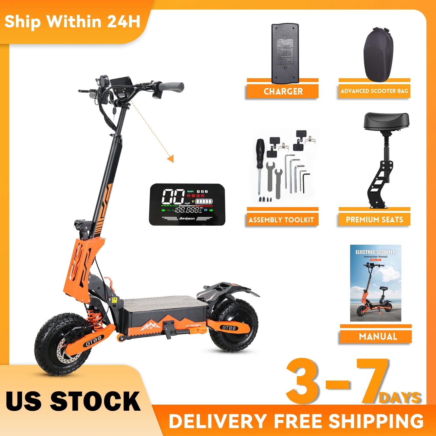 5600W Adult Electric Scooter Dual Motor Top Speed 46MPH
