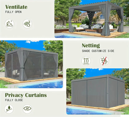 10x12FT Aluminum Adjustable Rust-Resistant Gazebo