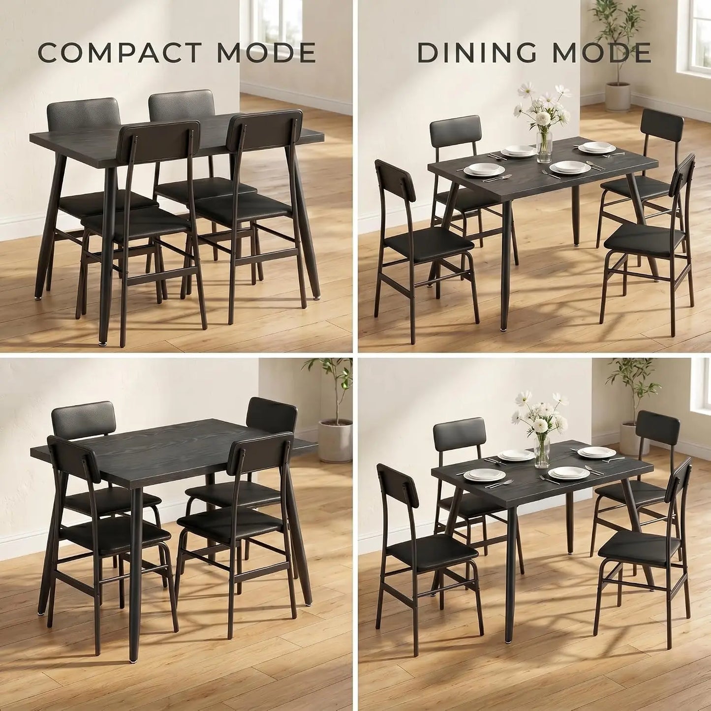 Modern Kitchen Table with Chairs 5-Piece Set
