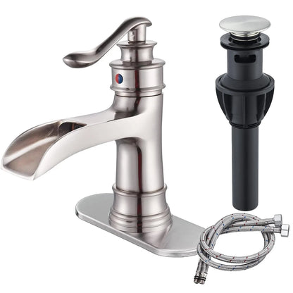 Waterfall Bathroom Faucet Oil Rubbed Bronze Single Handle Lavatory Mixer Tap  Vessel Sink Faucet Farmhouse Vanity  Sink Faucet