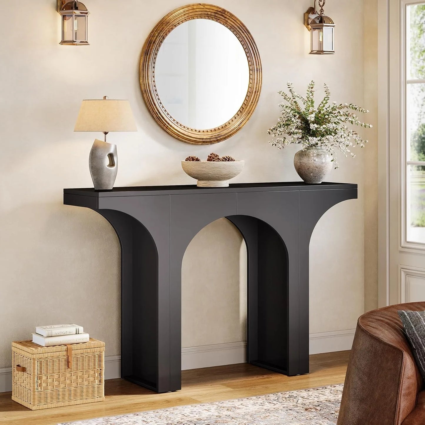 47-Inch Modern Black Console Table for Entryway
