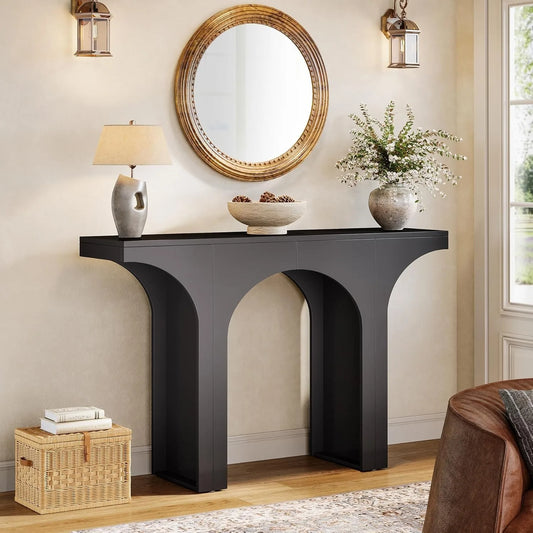 47-Inch Modern Black Console Table for Entryway