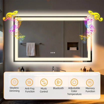 50/60/100/120cm LED Bathroom Mirror Built-in Bluetooth Speaker
