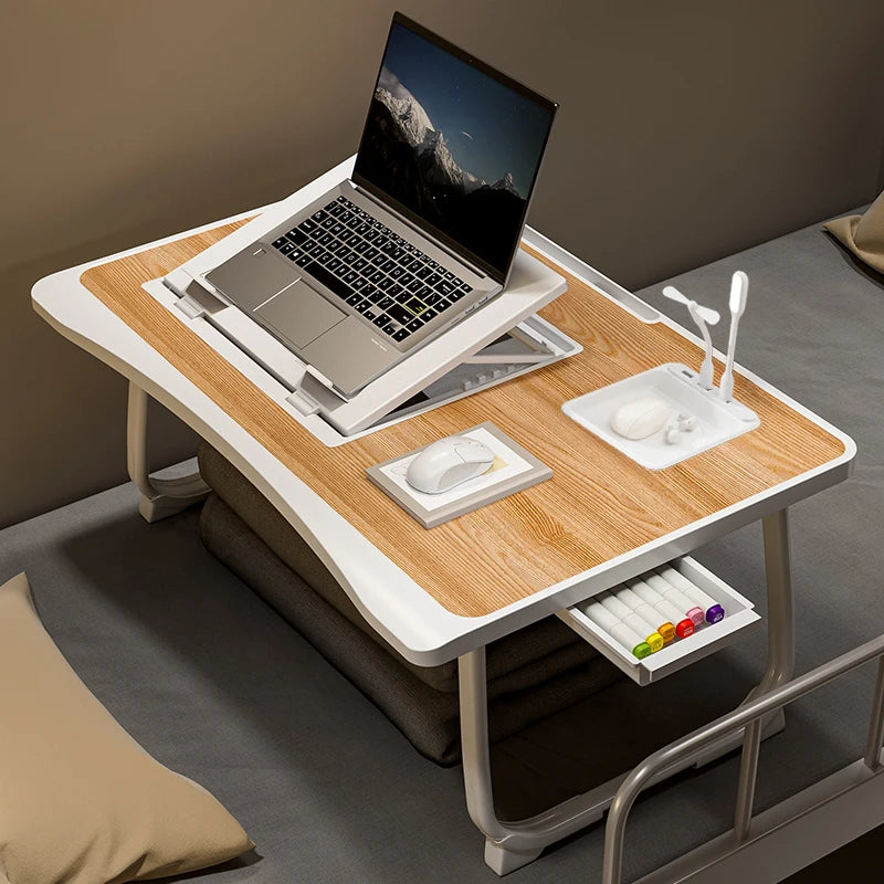 Foldable laptop desk with sturdy desk drawers