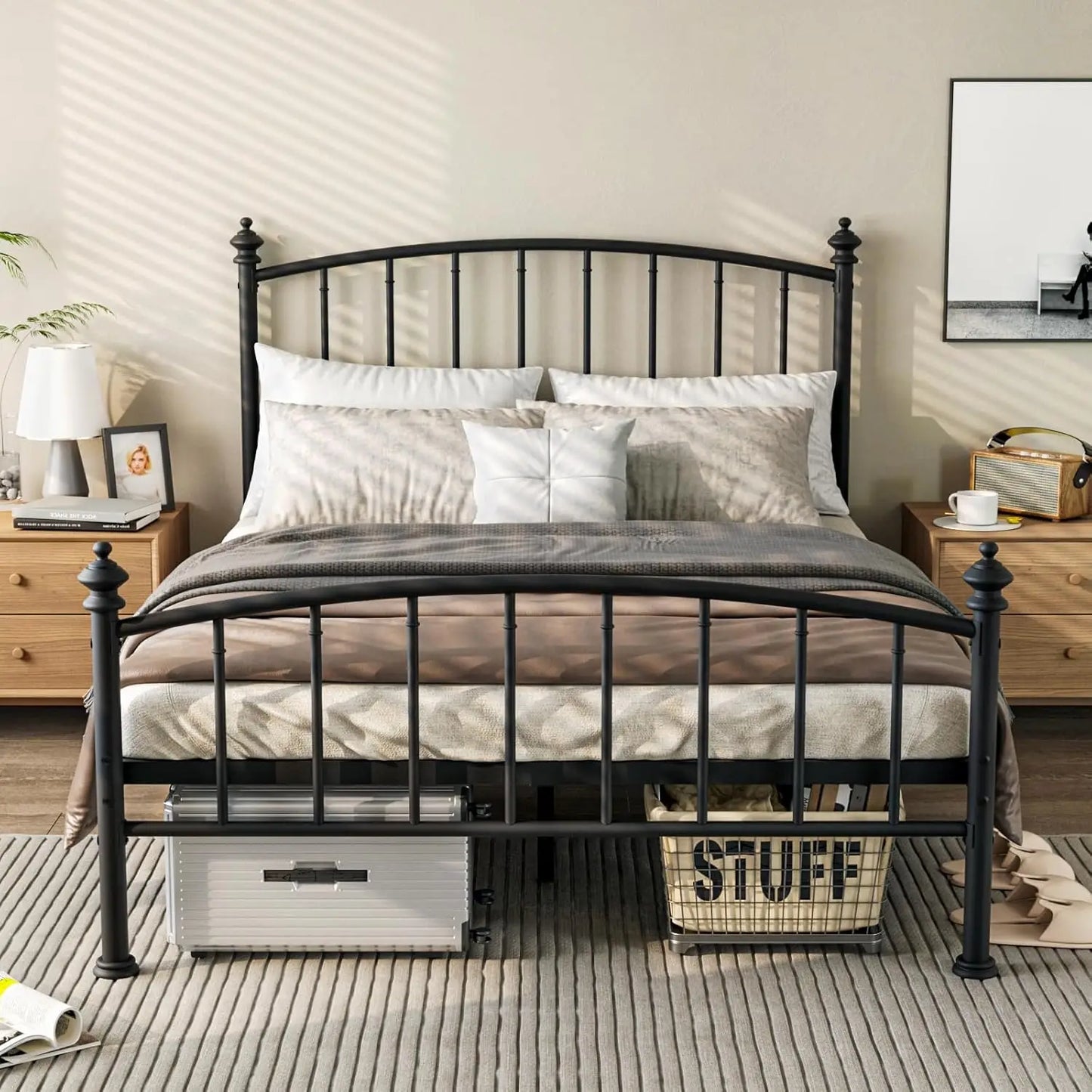 All Size Metal Platform Bed Frame, Victorian Wrought Iron-Art Design