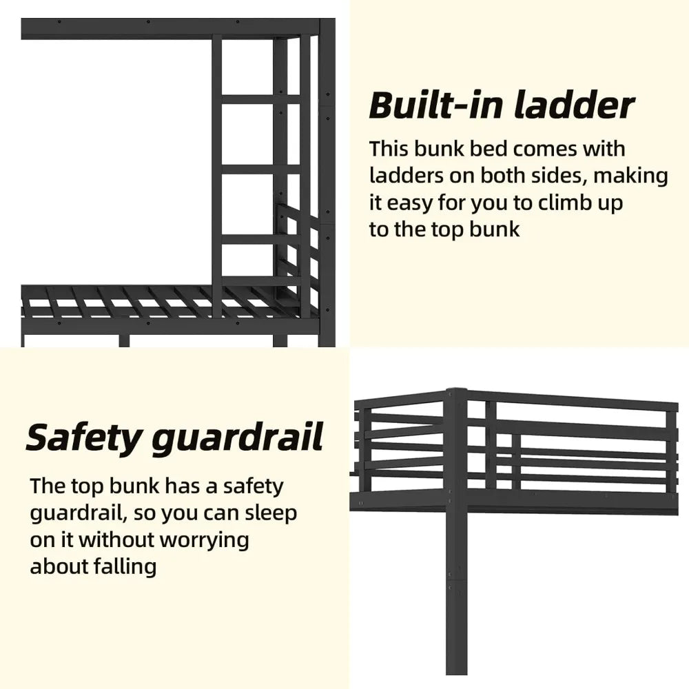 Twin XL Over Twin XL Bunk Bed Frame for Adults/Teens