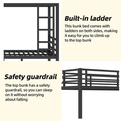 Twin XL Over Twin XL Bunk Bed Frame for Adults/Teens