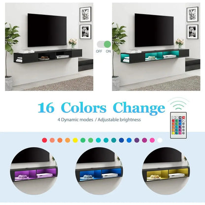 80 Inch Wall-Mounted TV Stand with LED Light