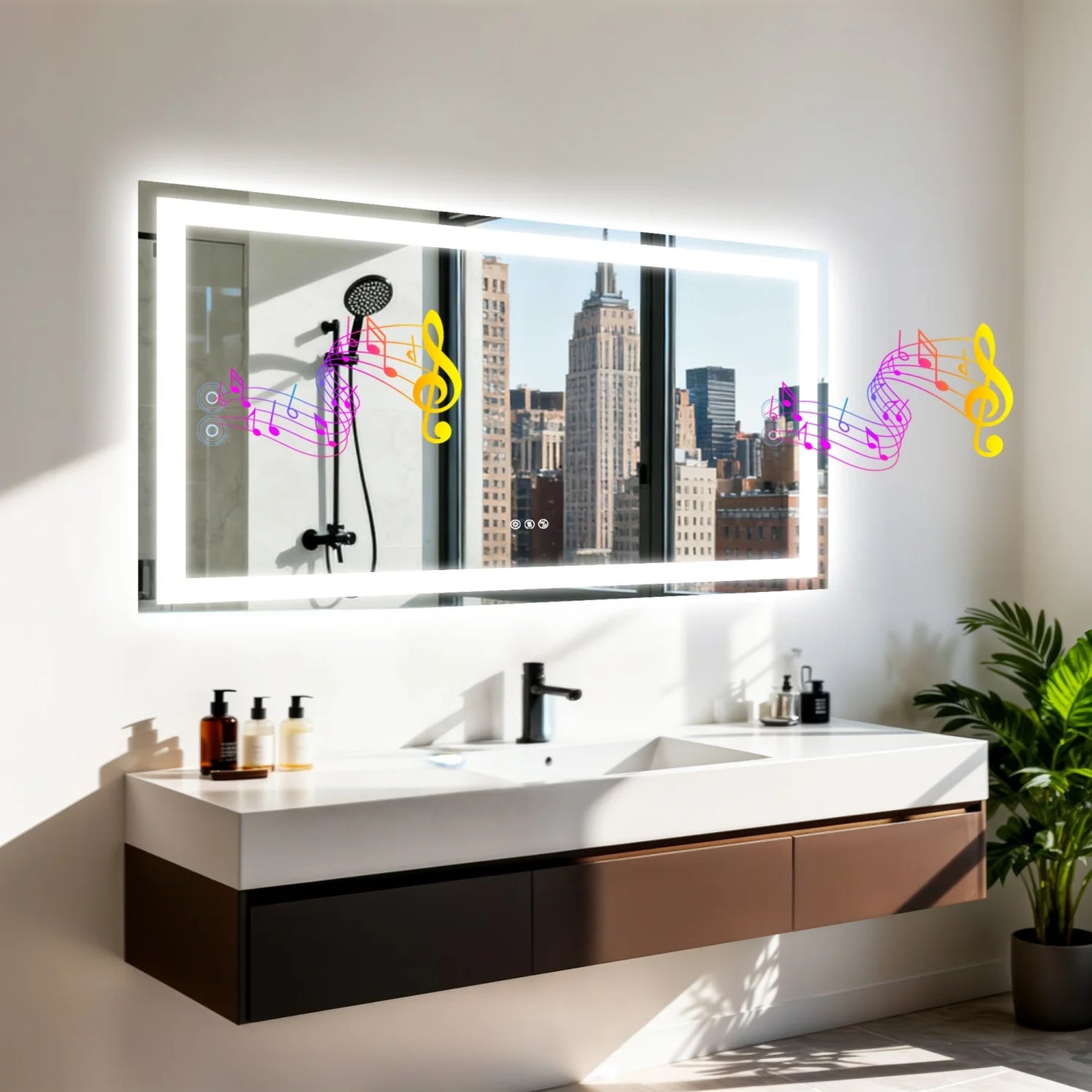 50/60/100/120cm LED Bathroom Mirror Built-in Bluetooth Speaker
