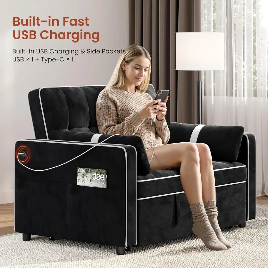 Sofa Bed Convertible Sleeper with USB Charging
